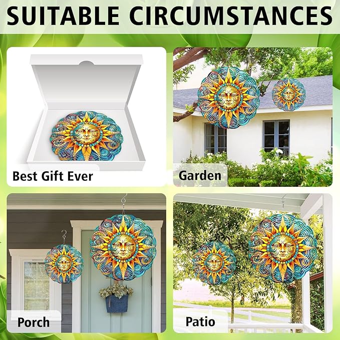 Celestial Sun Wind Spinner - Unique 3D Hanging Wind Spinner for Yard and Garden