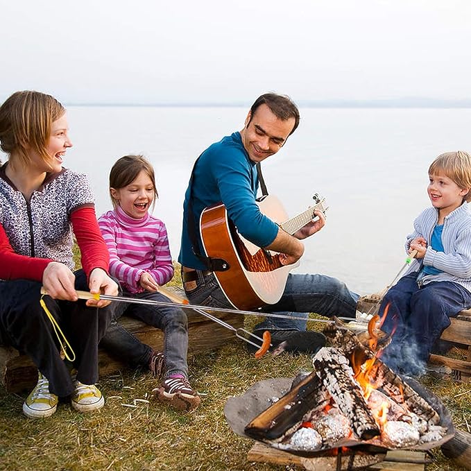 Marshmallow Roasting Sticks 5pcs Hanging Telescoping Smores Skewers 32 Inch BBQ Forks Campfire Tools Hot Dog Sticks