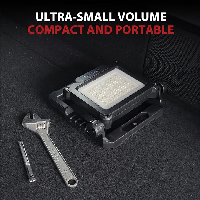 4000Lumens Work Flood Light Cordless Portable Rechargeable Led Work Lights with Magnet for Mechanic, Compatible with Dewalt 20v, Milwaukee,Makita 18v m18 Lithium Tool Battery, Black