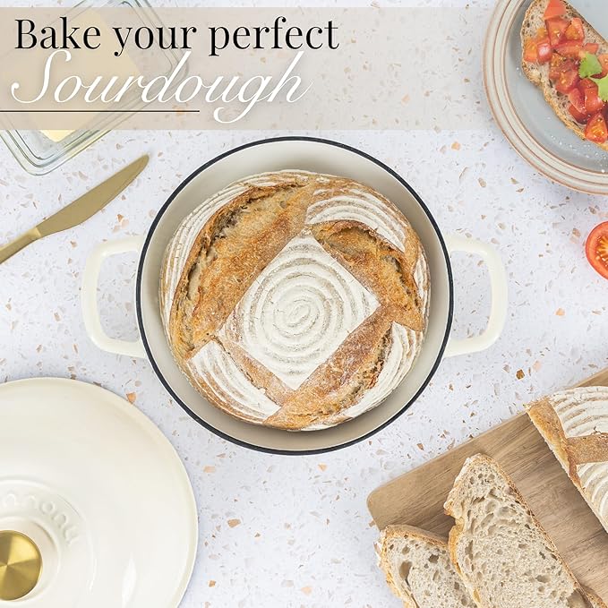 Enamelled Cast Iron Dutch Oven For Bread Baking – Dutch Oven Pot For Sourdough Bread Baking – Cast Iron Bread Pot – Dark Blue, 6 Quarts, 26cm – by Nuovva