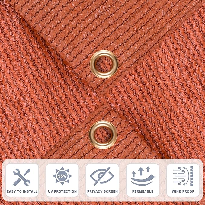 Cool Area Sun Shade Cloth with Grommets 7×18 FT Shade Panel Shade Tarp Screen Fabic for Outdoor Patio Pergola Cover Deck Garden, Terra Red (Customized)