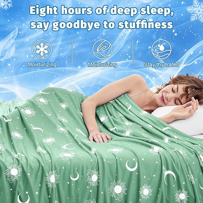 inhand Cooling Blanket Twin Size (60"x80") - Cooled Blankets for Hot Sleepers Lightweight Breathable Summer Blanket for Sleeping Night Sweats to Keep Cool in The Heat -Fruit Green