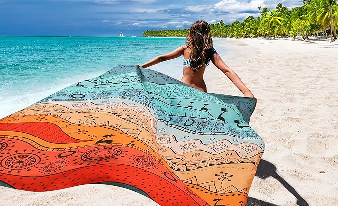 Beach Blanket Waterproof Sandproof Beach Mat 79" X 83"/10'x9'for 2-8 Adults Quick Drying Outdoor Picnic Mat Beach Accessories for Travel, Camping, Hiking