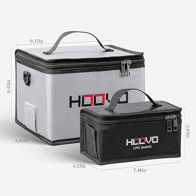 HOOVO Lipo Bag Fireproof Explosionproof Lipo Battery Safe Bag LiPo Guard Safe Bag for Lipo Battery Storage and Charging with Double Zipper