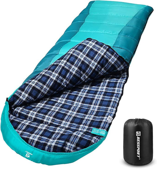 Bessport Sleeping Bag Winter | Flannel Lined 18℉ - 32℉ Extreme 3-4 Season Warm & Cool Weather Adult Sleeping Bags Large | Lightweight, Waterproof for Camping, Backpacking, Hiking