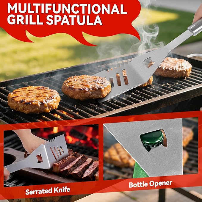 Supernal 110PCS Large Grilling Accessories,BBQ Accessories Heavy Duty Stainless Steel BBQ Grill Tools Set-Spatula,Tongs,Cleaning Brush & Meat Claws for Grills Outdoor Cooking,Gifts for Men Dad