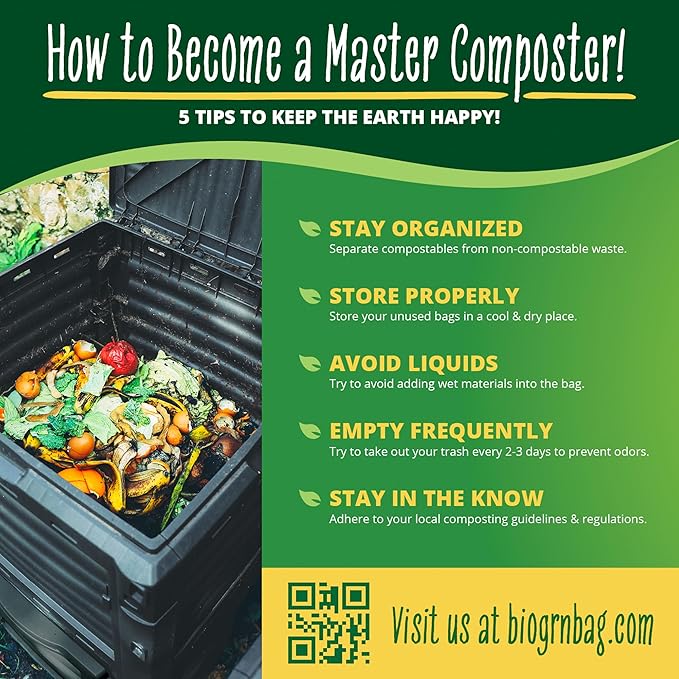 30-33 Gallon Compostable Trash Bags Flat-Top 30 Bags Heavy Duty1.57 Mil, 124.92 Liter Large Lawn and Yard Waste Bag for Outdoor Garden ASTM D6400, US BPI and OK Compost Home Certified