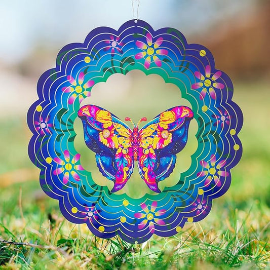 Butterfly Large Metal Wind Spinners - Butterfly Gifts for Women Mom Grandma Wife,15 inch Hanging Wind Spinner for Outdoor & Indoor Decorations,Wind Spinner for Christmas Ornament Gifts