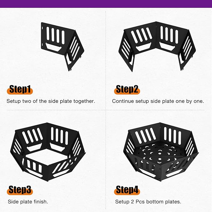 24-inch Fire Pit, Outdoor Portable Wood-Burning Fire Pit Log Stove Fireplace for Camping, Backyard, Garden Picnic Patio and Beach. Comes with A Carry Bag