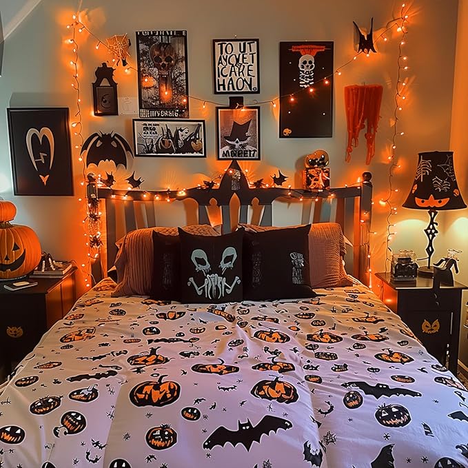 JMEXSUSS 250 LED Orange String Lights, 91.5ft Orange Halloween Lights Outdoor Waterproof, 8 Lighting Modes Connectable Halloween Tree Light for Yard Patio Party Holiday Decorations