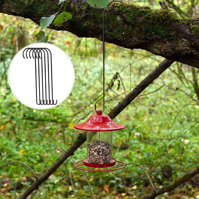 3 Pack 24 Inch Large S Hooks for Hanging Plants Black Metal Plant Hanger Long Tree Hooks Plant Hooks Outdoor Hanging Hooks for Tree Branch, Bird Feeder, Basket, Lantern, Indoor Closet, Garden
