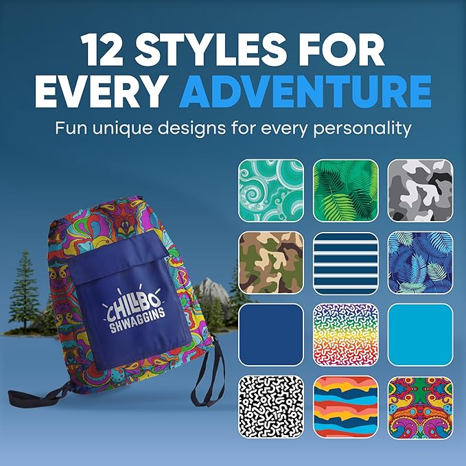 Chillbo Shwaggins Inflatable Couch – No-Pump Setup, Ripstop Polyester, Stability Pegs, Fun Prints, Portable Air Lounger for Beach, Camping, Festivals, and Tailgating - 60s Pyschedelic