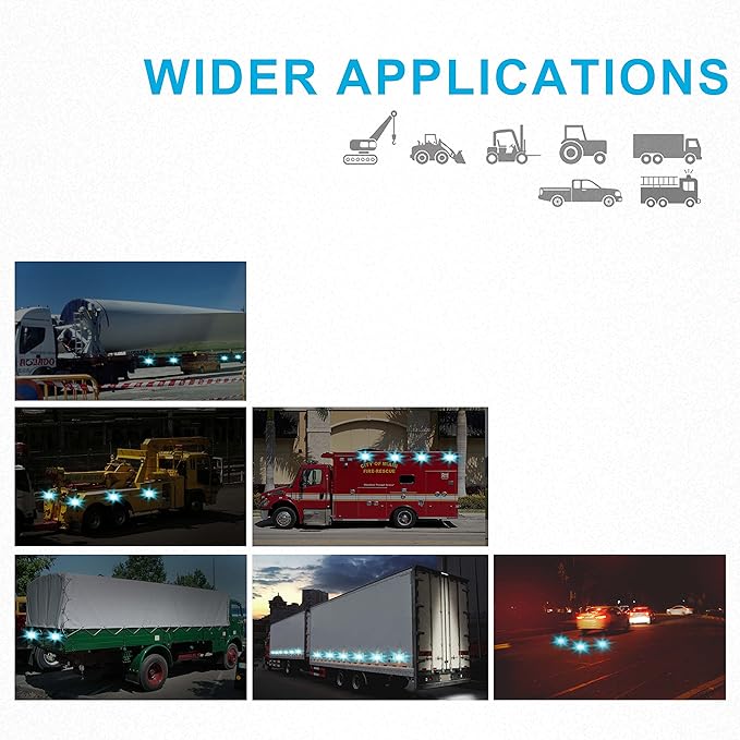 Agrieyes Blue Rechargeable Flashing Lights, Magnetic Strobe Light for Vehicles, Wireless Warning Hazard Beacon Lights for Trucks,