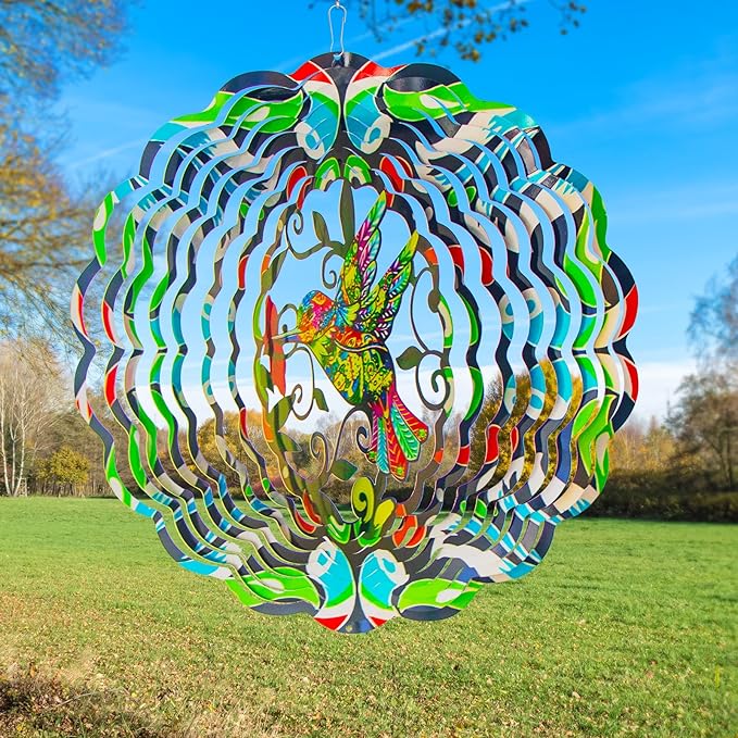Hummingbird Large Metal Wind Spinners - Hummingbird Gifts for Women Mom Grandma Wife,15 Inch Hanging Wind Spinner for Outdoor & Indoor Decorations, Wind Spinner for Christmas Ornament Gifts