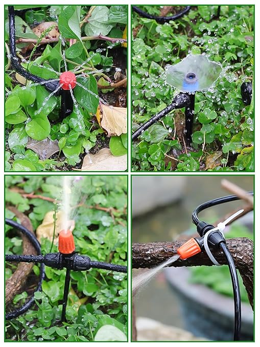 207FT Automatic Drip Irrigation Kits, Kalolary 1/4" 1/2" Adjustable Garden Watering System with 4/7mm 16mm Tube Drip Emitters Locked Fittings Drip Irrigation Parts System for Greenhouse Raised Beds