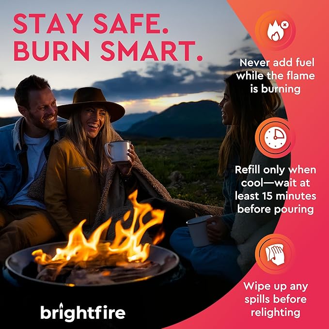 Bio Ethanol Fireplace Fuel 4 x 1L - Clean Burning & Odorless - USA Made Bioethanol Fuel for Tabletop Fire Pit, Fireplaces & Stoves – Indoor & Outdoor Use (4-Pack)