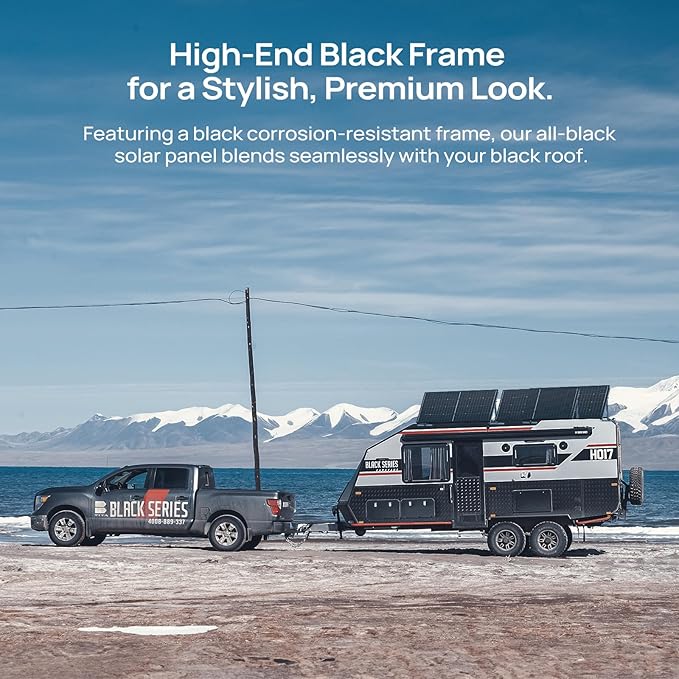 BougeRV 24V N-Type 16BB 200W Bifacial Solar Panel, 24V 200 Watt Solar Panel, for RV Camping Boat Marine Log Cabin Roof, Charing Golf Cart Lithium Battery, Black Frame (1PCS)