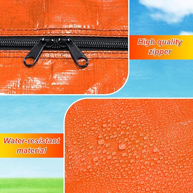 4 Pcs 66 Gallon Large Moving Bags with Zipper and Handles Foldable Storage Duffle Bags Heavy Duty Extra Large Totes for College Dorm Travel Clothes Blankets Bedding Moving (Orange)