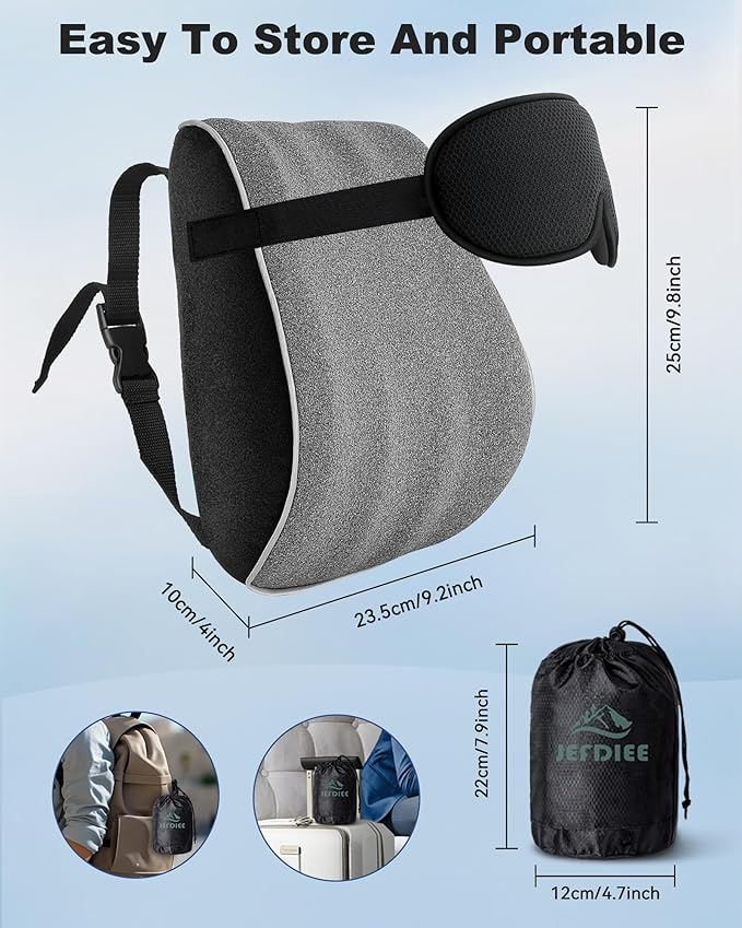 JefDiee Travel Pillows for Airplanes,Travel Pillow with Eye Mask,Prevents Head Forward,Neck Pillow Airplane for Sleeping,Used for Long Flight,Road Trip,Car Headrest