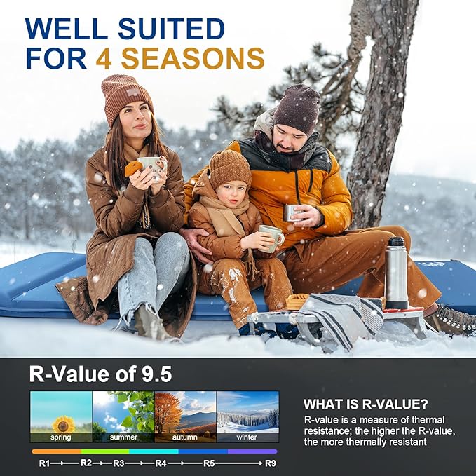 NYZ Self Inflating Sleeping Pad for Camping 3.1" Ultra-Thick Memory Foam Camping Mattress 20s Quick Inflation Camp Mat with Pillow Waterproof 4-Season for Camping Travel Tent Car