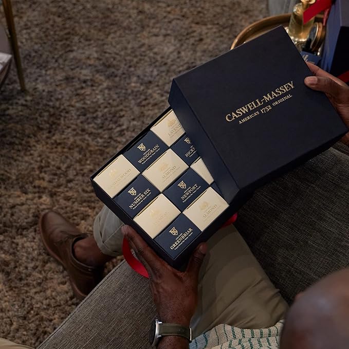 Caswell-Massey Natural Bar Soap for Men & Women, Moisturizing Body Soap Bar for All Skin Types, Made with Essential Oils & Plant-Based Formula for Soft Skin, Multi Scents, 12 Bars x 5.8 oz Gift Set