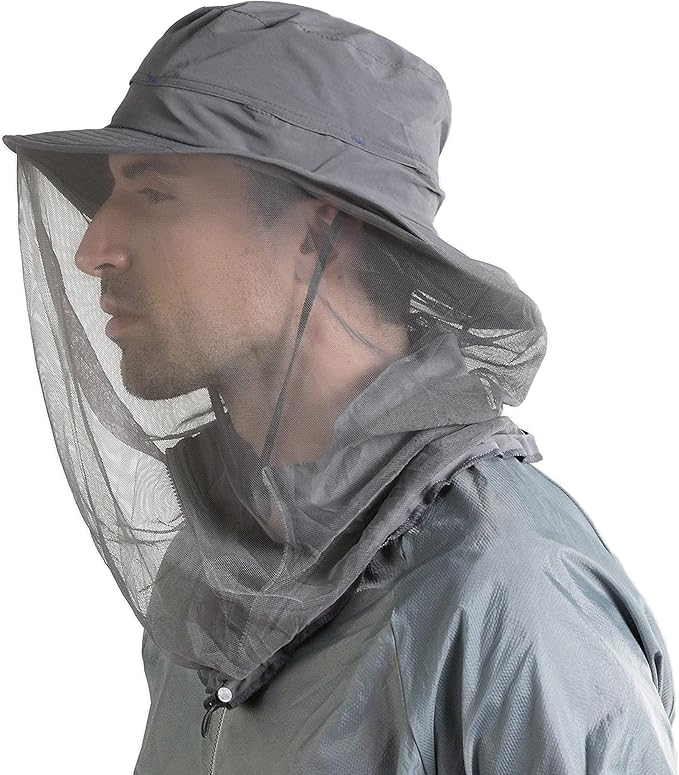 Fishing Hat Sun Protection Hat Mosquito Head Net for Outdoors Bucket Hat with Hidden Net Mesh