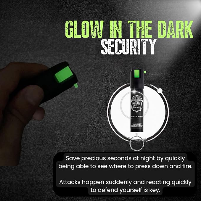 Police Magnum Small Pepper Spray Self Defense Safety Tool- Strong Built-in Keychain Holder- Compact Discreet Canister- Made in The USA- 1 Pack 3/4oz Twist Lock Keyring