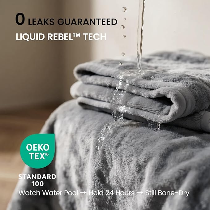 gogobunny Waterproof Blanket for Bed Couch Sofa, Liquid Pee and Fur Proof Pet Blanket for Dog Puppy Cat, Reversible Sherpa Fleece Throw Blanket Furniture Cover Protector (Grey, 50x60 inches)