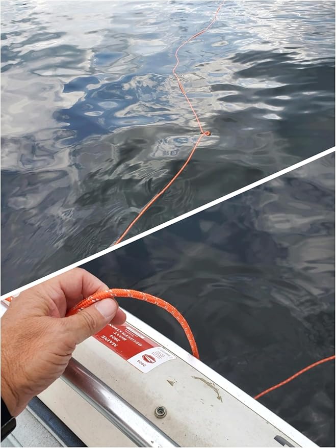 1/2 in x 16 ft Boat Marine Rope for Canyoneering, Floating, Fishing, Rafting, Camping, Hiking, Hunting, Anchor, Arborist Tree, Rafting, Rescue, Knotting Practice Nylon/Polyester Black