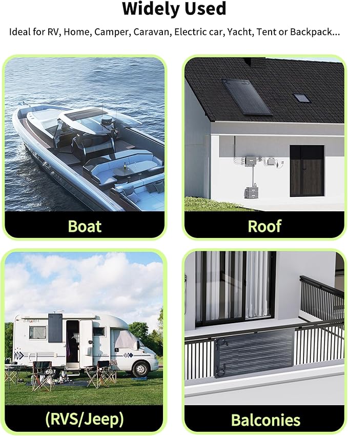 Greenmagic 200W 20V Flexible Solar Panel Ultra Thin Ultra Lightweight Off-Grid Charger for Marine RV Cabin Van Car Uneven Surfaces