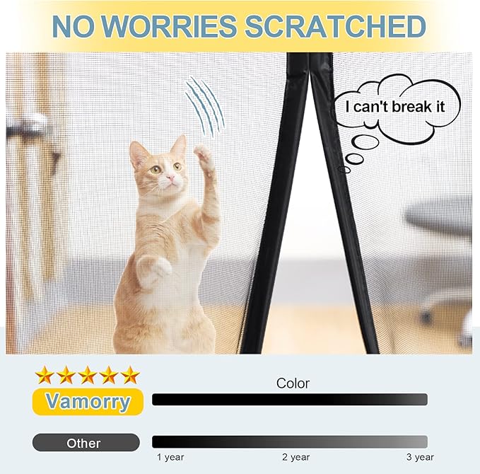2025 Upgraded Magnetic Screen Door - 3X Heavy Duty Magnets Hands-Free - Mosquito/Insect Proof- Lets Cool Breeze in - Kid/Pet Friendly - Sliding Doors Easy Install 38"x82"