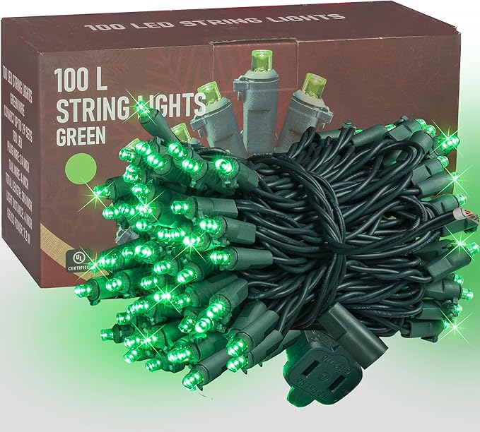 Dazzle Bright St. Patrick's Day String Lights, 100 LED 33FT Waterproof Connectable String Lights, 120V UL Certified Christmas Decorations for Garden Yard Indoor Outdoor (Green)