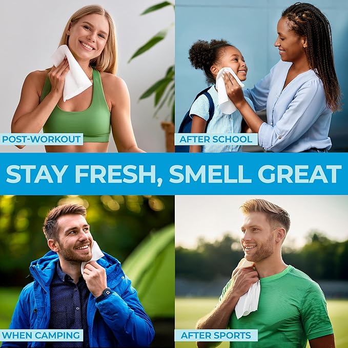 Dura Cleanse Body Wipes for Adults Bathing No Rinse (2 Pack) 100 XL Shower Wipes + 8 Travel Bath Sheets - 9" x 12" Extra Thick Adult Disposable Washcloths for Elderly Incontinence & Camping Essentials