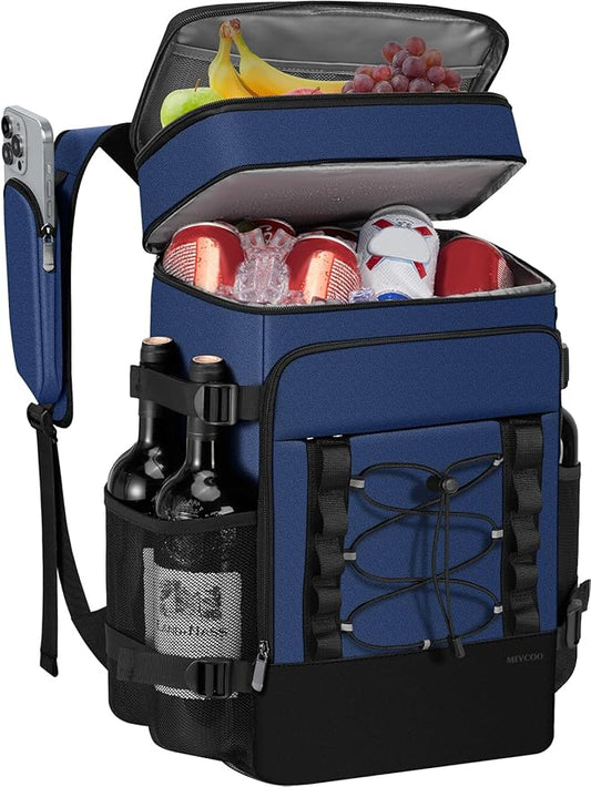 Cooler Backpack - 40 Cans Insulated Backpack Cooler for Men & Women, Portable 2 Leak Proof Compartments Coolers Bag for Beach Travel Picnic Lunch Hiking BBQ Camping - MIYCOO