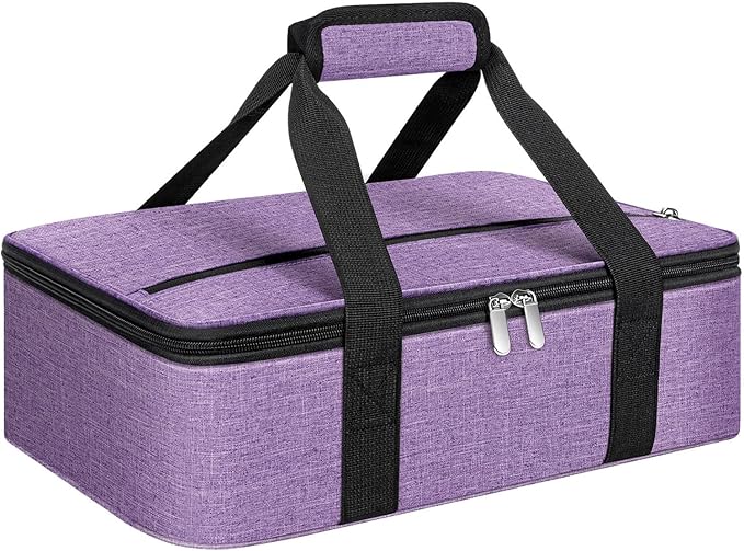 Insulated Casserole Carrier, Portable Casserole Carrier for Hot or Cold Food Lunch Tote Warmer or Cooler Bag, Lasagna Lunch Bag for Potluck Parties- Fits 9" x 13" Baking Dish-Purple