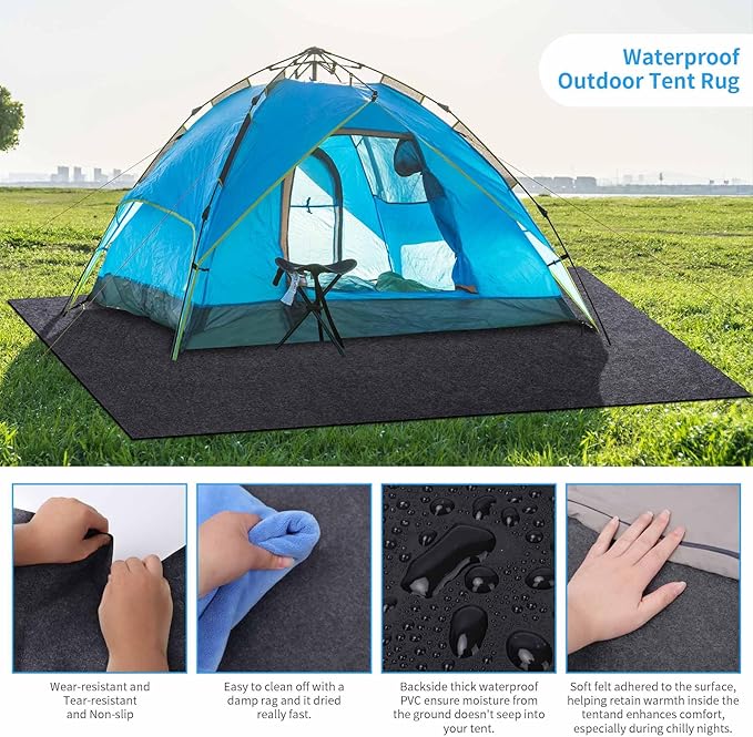 Camping Tent Carpet Mat,Waterproof Inside/Outside Tent Rug,Protective Waterproof Liner Keeps You Warm & Dry, Outdoor Camping Floor Rug Accessory,Soft & Comfortable, Trimmable Material
