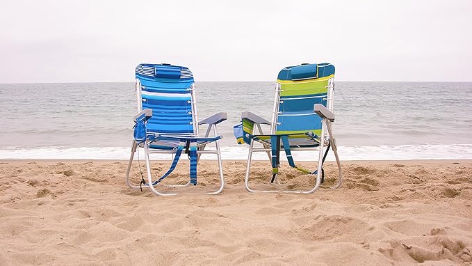 Homevative Backpack Fold-Up Beach Chair, 5 Positions, Towel bar, Cooler, Storage Pouch, Cup Holder and Phone Pocket