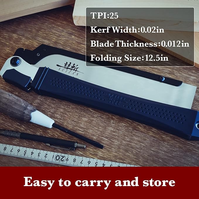 SUIZAN Folding Dozuki Dovetail Saw 9.5" Crosscut - Professional Japanese Pullsaw Handsaw Woodworking Tools