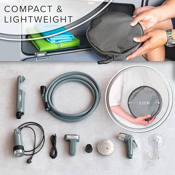 Colapz 12V Camping Shower - High-Pressure Portable Shower Douche - USB Rechargable Outdoor Shower - Camping Essentials
