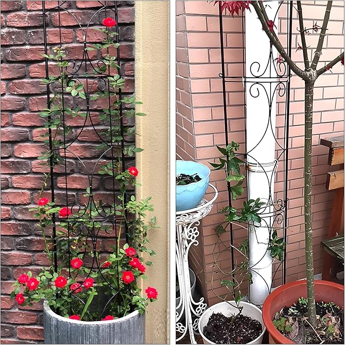 Garden Trellis 2 Pack 72'' H x 12'' W Metal Plant Trellis Indoor/Outdoor Metal Garden Trellis Plant Trellis for Potted Plants Climbing Houseplants Flowers