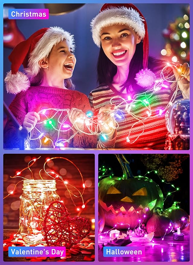 Minetom Fairy Lights Color Changing - 33FT 100 LED String Lights with Remote,11 Modes, USB Fairy Lights Indoor, Twinkle Christmas Fairy Light for Bedroom Indoor Classroom