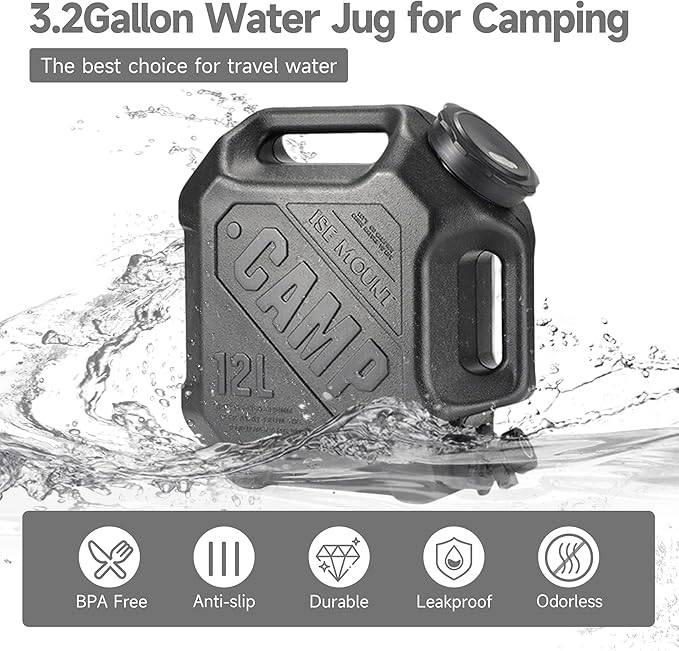 3.2 Gallon Water Jug with Spigot, Portable Water Tank BPA Free, Leak-Proof Water Containers for Camping Water Storage Containers for Emergency Outdoor Hiking Picnic, Green/Black/Yellow