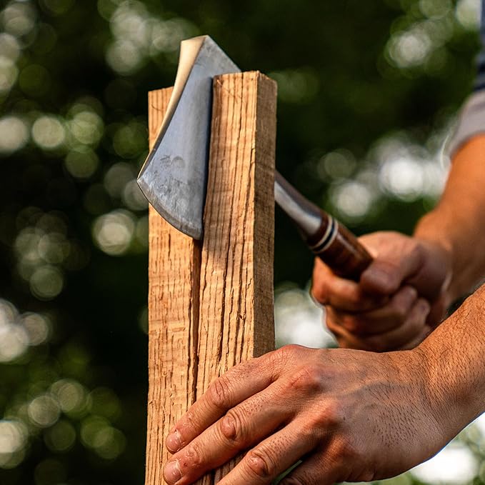 Estwing Sportsman's Axe - 14" Camping Hatchet with Forged Steel Construction & Genuine Leather Grip - E24A