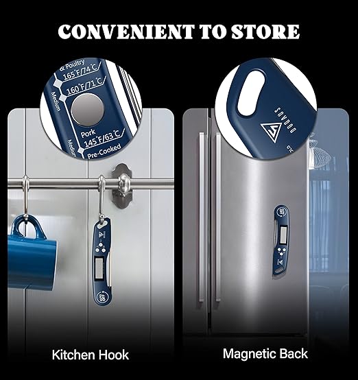 DOQAUS Digital Meat Thermometer, Instant Read Food Thermometers for Cooking, Kitchen Probe with Backlit & Reversible Display, Wide Temperature Range for Turkey, Grill, BBQ, Baking, Bread, Sourdough