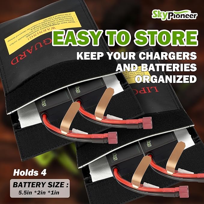 2 Pack Lipo Safe Bags, Fire Retardant Lipo Battery Bag, 6.9''x9'' Black, Fireproof Explosion-proof Sack for Charging and Storage
