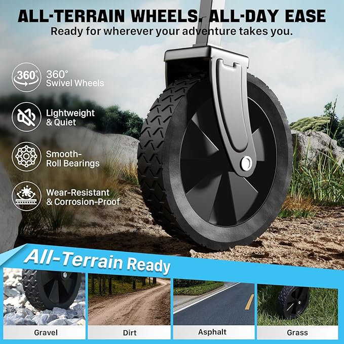 Collapsible Wagon, Heavy Duty Wagons Carts Foldable with Wheels, 150L Utility Wagon with 360LBS Capacity Wagon Cart with Wheels Foldable for Shopping, Groceries, Camping, Sports, Beach, Black