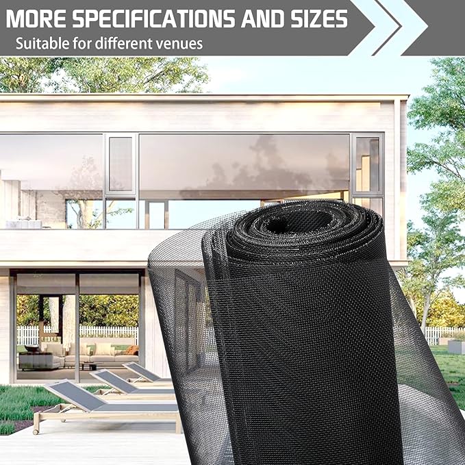 304 Black Stainless Steel Robust & Shielding Window Screen Replacement Mesh Screen, 39IN x 100FT, Perfect for Windows, Doors, Patios & Pets, Mosquito-Proof,Sturdy Screen Mesh Roll (20 Mesh)