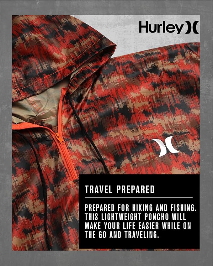 Hurley Ponchos Adult - Waterproof Rain Ponchos for Adults, Lightweight Packable Rain Poncho for Hiking, Camping & Emergency
