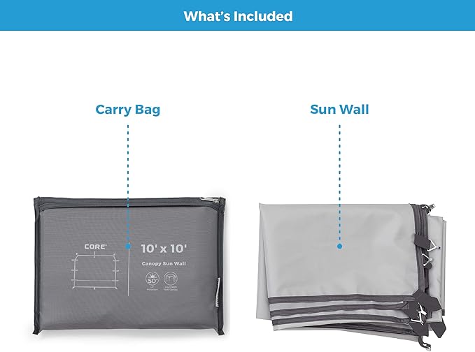 CORE Removable Sun Wall for Straight Leg Canopy Gazebo, Accessory Only, 10 ft x 10 ft