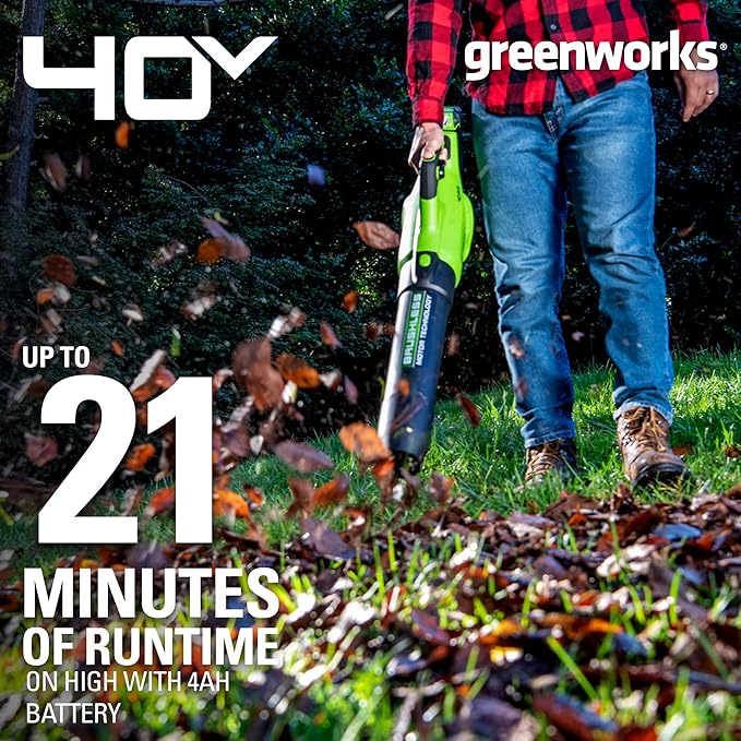 Greenworks 40V (130 MPH / 550 CFM / 75+ Compatible Tools) Cordless Brushless Axial Leaf Blower, Tool Only